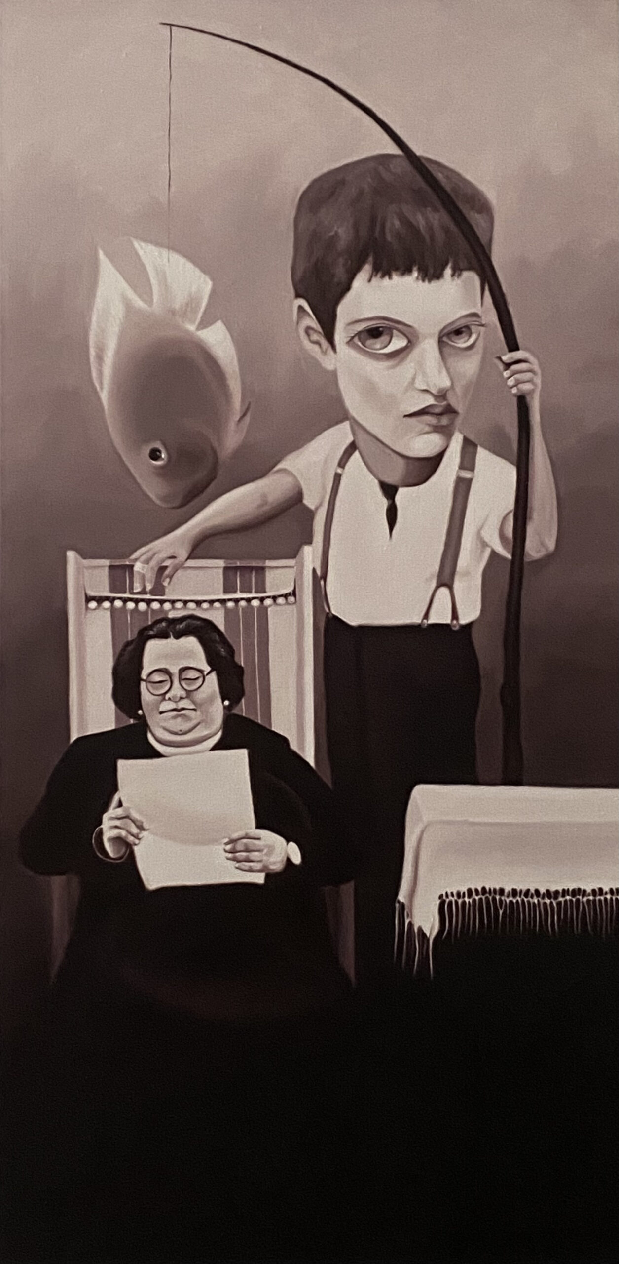 Fishing, Öl auf LW, 120 x 60 cm